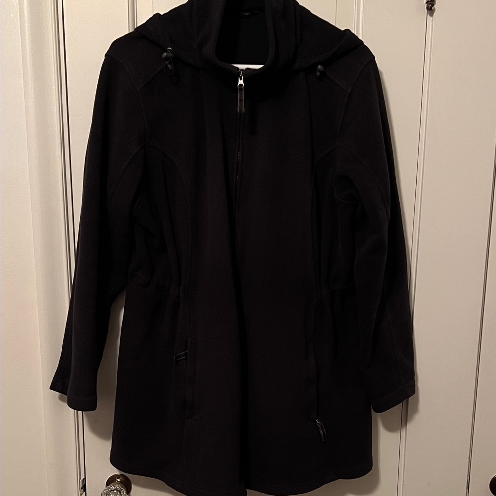 Lands' End Women's Black fleece Utility Jacket